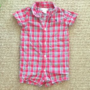 Ralph Lauren button up baby romper outfit size 12M